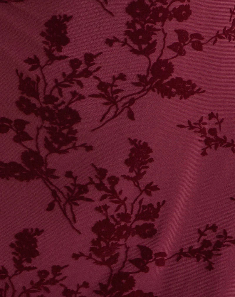 Onyx Mini Dress in Botanical Flower Maroon