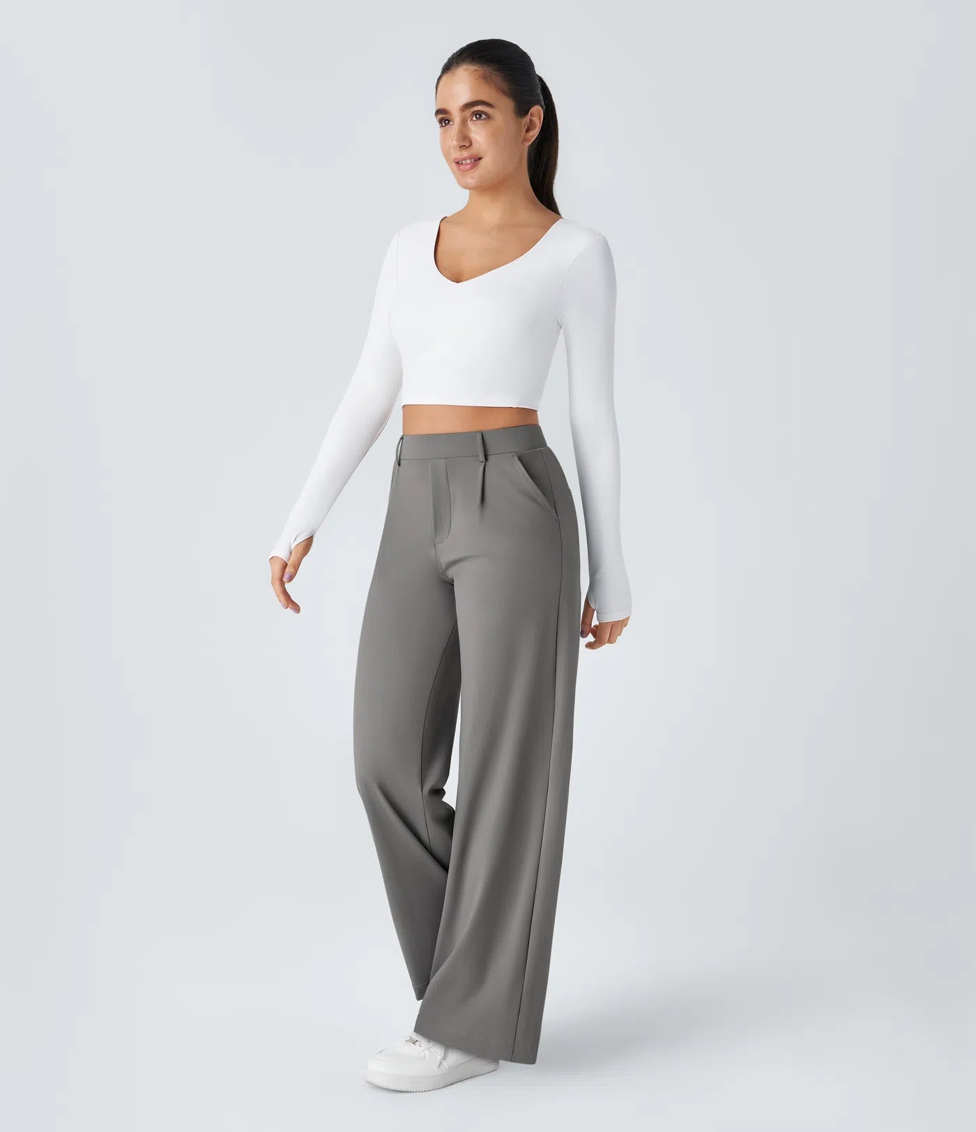 DayStretch High Waisted Pocket Straight Leg Work Pants